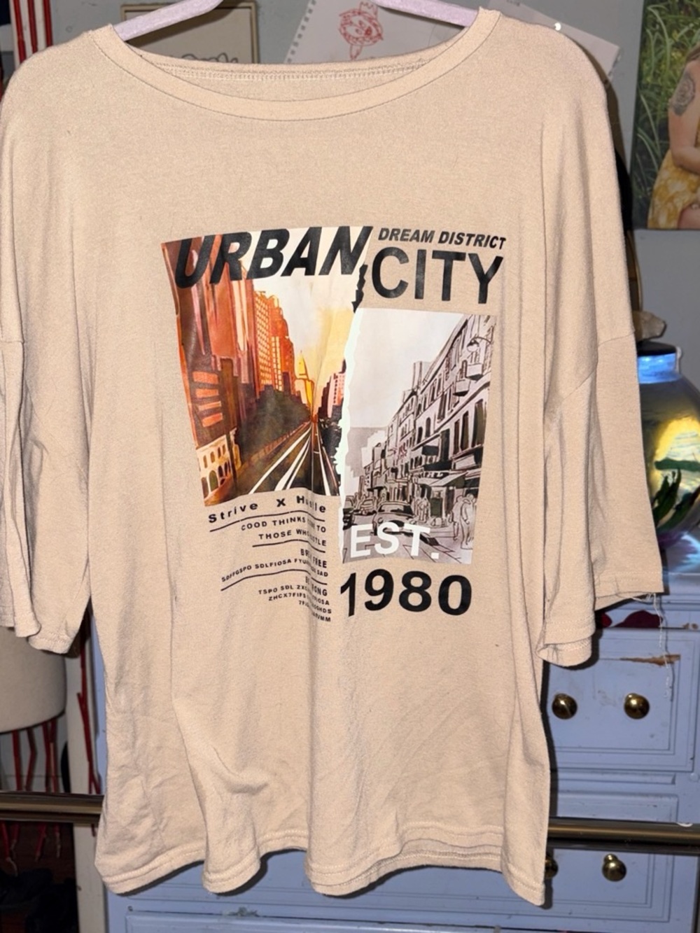 Beige 'Urban City' Graphic Short Sleeve Tee
